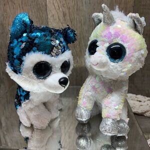 Ty Beanie Babies Flippables Diamond & Slush Sequins NoTags TushTags Lot OF 3